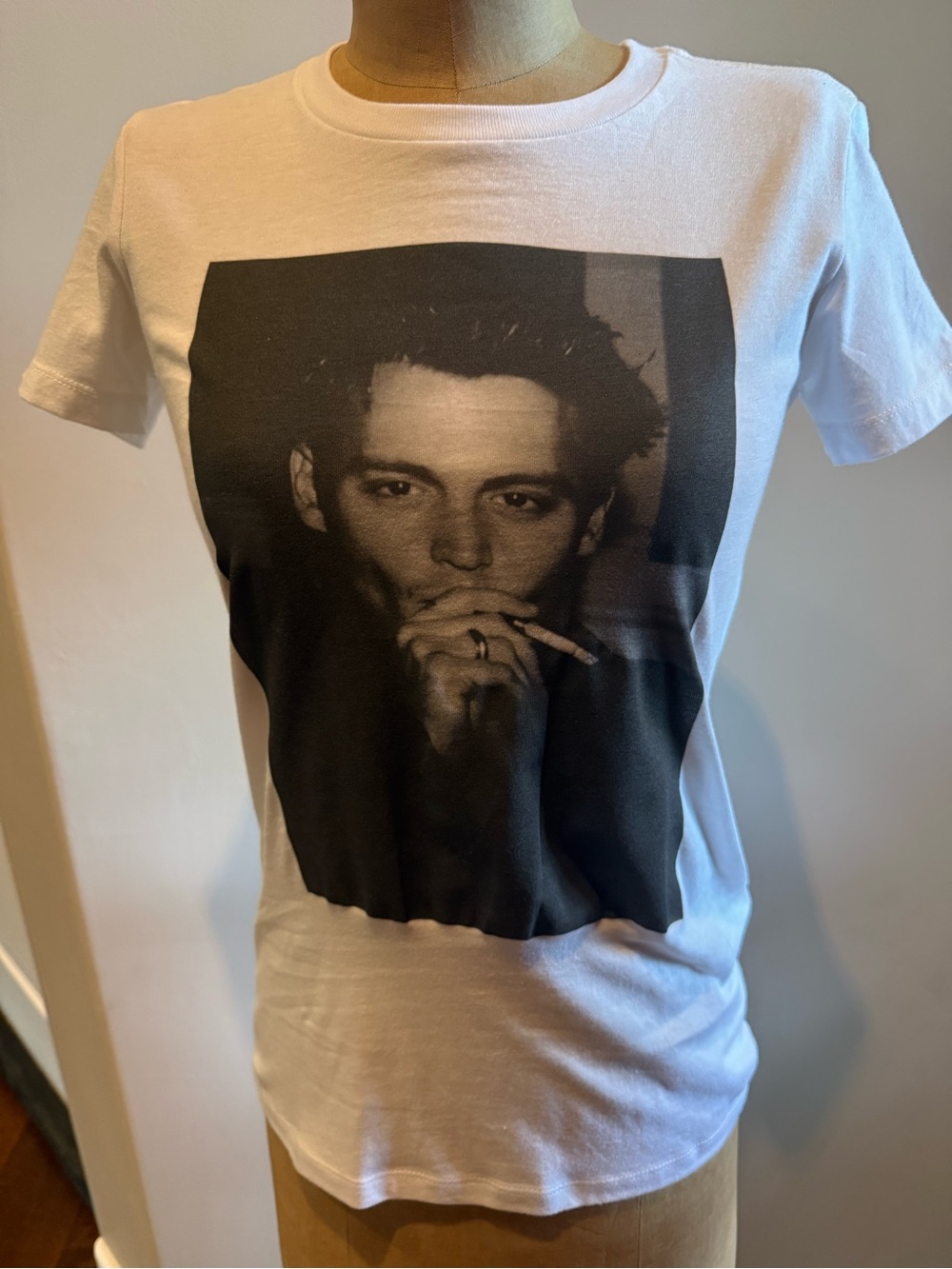 Bella Canvas White Women's Short Sleeve Tee with Johnny Depp